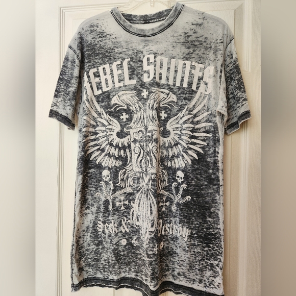 Rebel Saints Affliction Other - Rebel Saints Mens Black Graphic T-Shirt, Size L